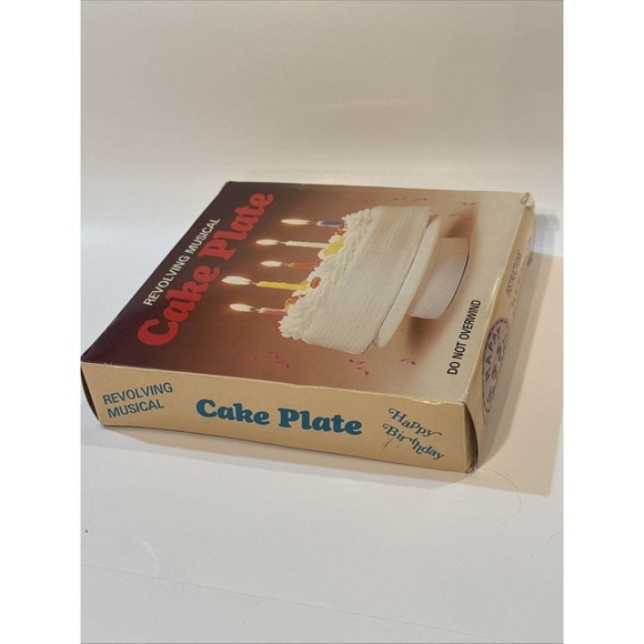 Vintage 1970s Happy Birthday Musical Revolving Cake Plate * 6 3/8" - Picture 3 of 8